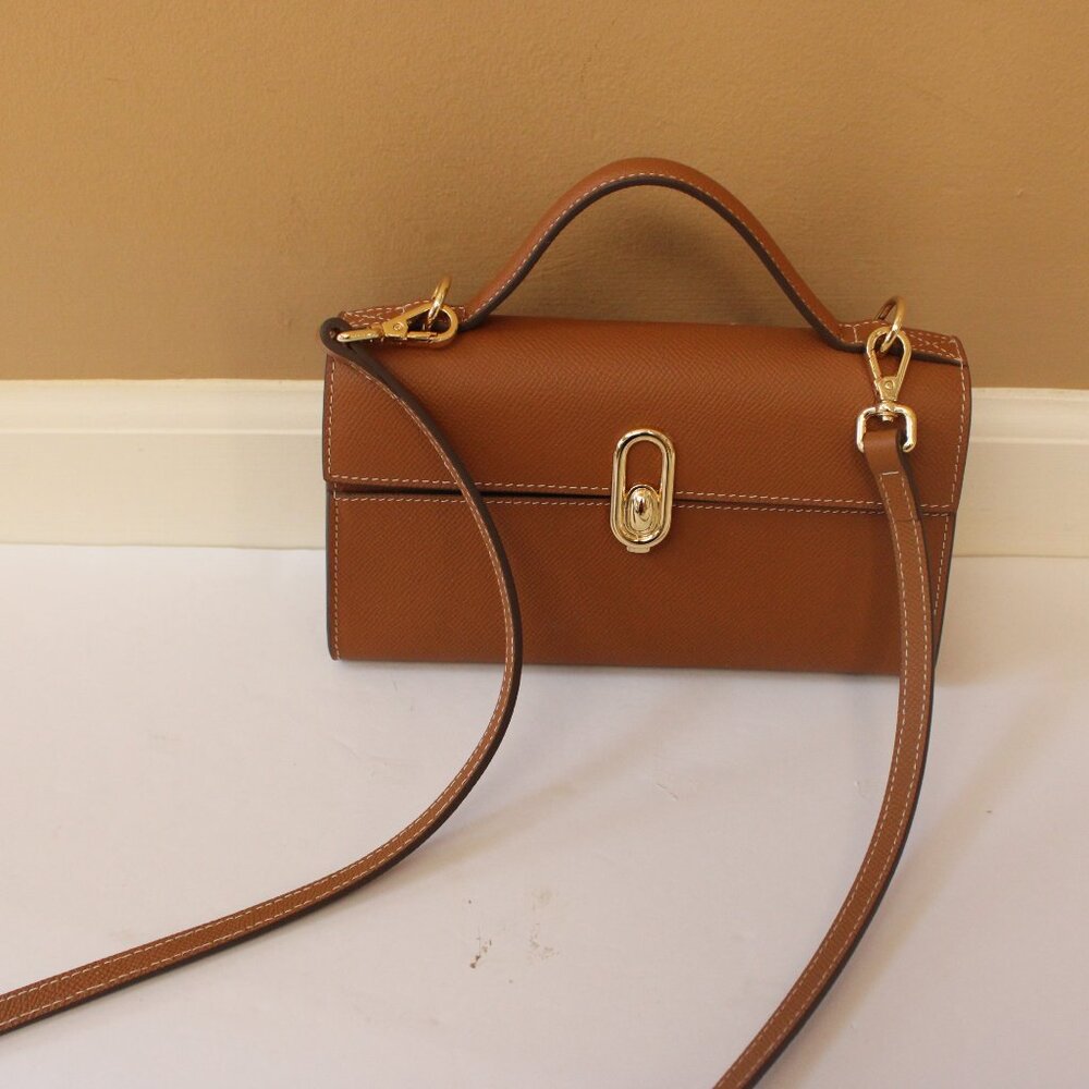 HCC X Melodie Cecile Top Handle Shoulder Bag  Leather in Tan - Picture 2 of 5